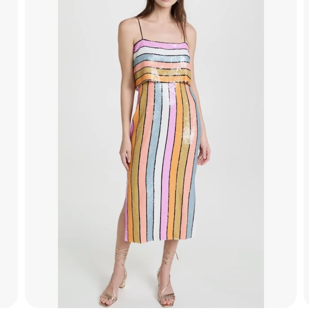 Veronica Beard Ivanna Sequin Stripe Midi Dress